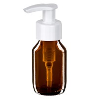 50ml Euro-Medizinflasche braun mit weisser Dispenserpumpe 50ml Euro-Medizinflasche braun mit weisser Dispenserpumpe
