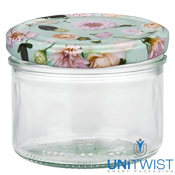 230ml Zylinderglas + BasicSeal Deckel Blume mint