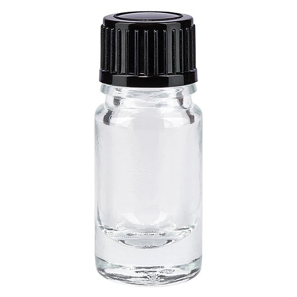 Apothekenflasche klar 5ml Tropfverschluss 1mm schwarz Standard