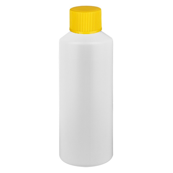 PET Zylinderflasche 75ml weiss, S20x3 mit gelbem SV