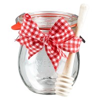 Honigglas (Weckglas) inkl. Honiglöffel und dekorativer Schleife Honigglas (Weckglas) inkl. Honiglöffel und dekorativer Schleife