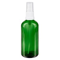 Grünglasflasche 100ml mit Pumpzerstäuber weiss Grünglasflasche 100ml mit Pumpzerstäuber weiss