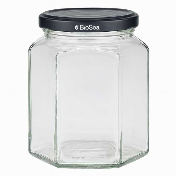 288ml Hexaglas mit BioSeal Deckel schwarz UNiTWiST