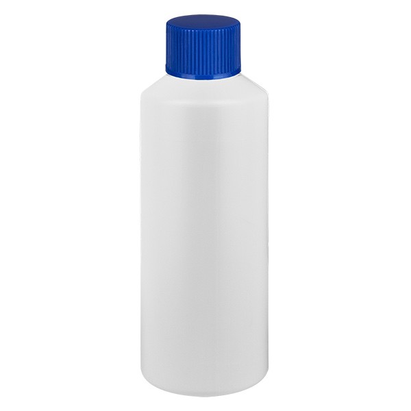 PET Zylinderflasche 75ml weiss, S20x3 mit blauem SV