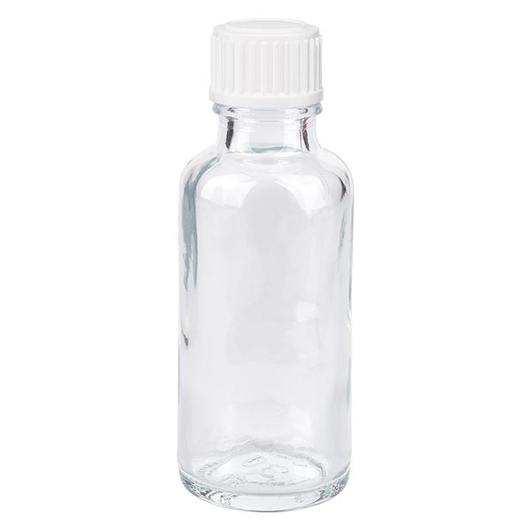 Apothekenflasche klar 30ml Tropfverschluss weiss 0.8mm St