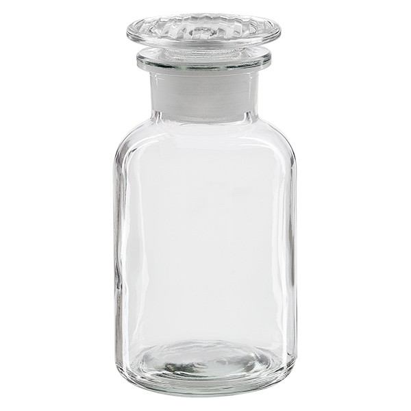 Apothekerflasche 250 ml Weithals Klarglas inkl. Glasstopfen