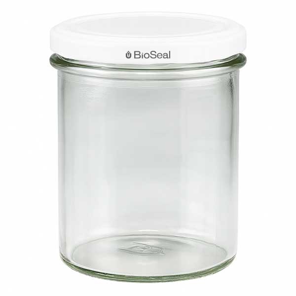 350ml Sturzglas mit BioSeal Deckel weiss UNiTWIST