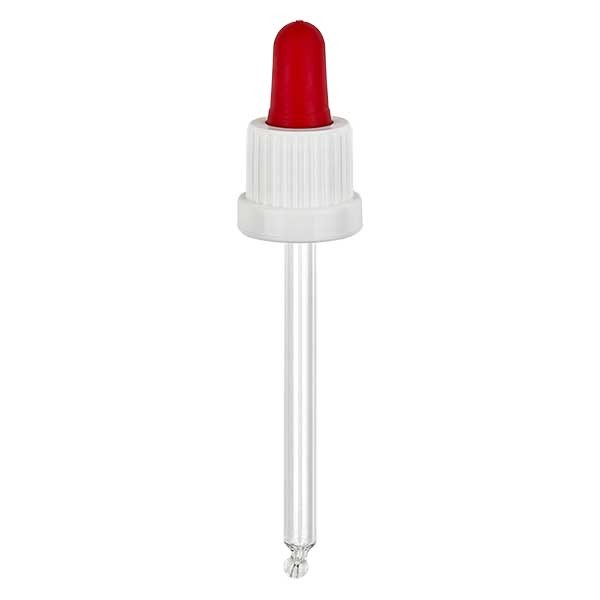 Glas-Tropfpipette weiss/rot 18mm PL85 OV