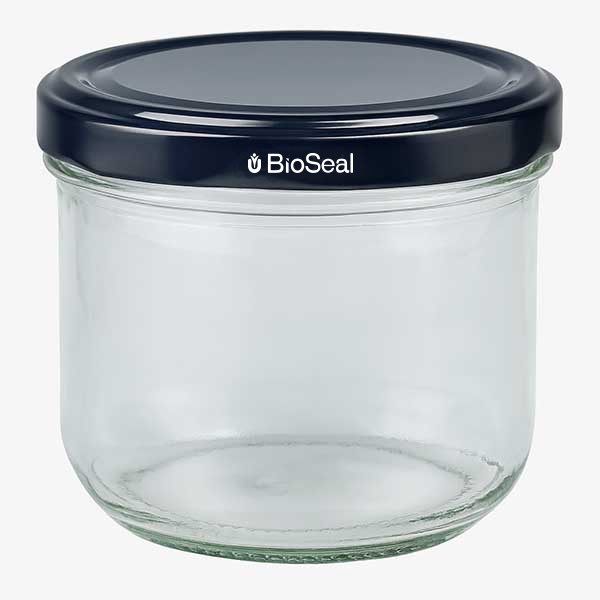 260ml Sturzglas mit BioSeal Deckel schwarz UNiTWIST
