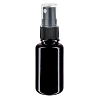 Violettglasflasche 20ml mit Pumpzerstäuber schwarz Violettglasflasche 20ml mit Pumpzerstäuber schwarz