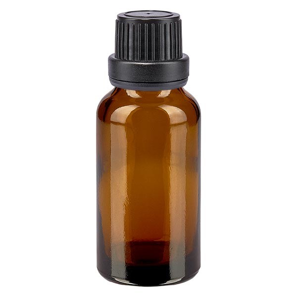 Apothekenfl. braun 20ml Tropfv. Pr. 2mm schwarz OV