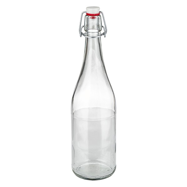 750ml Glasflasche + Bügelverschluss Porzellan UN..