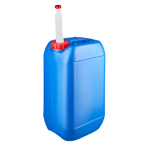 Kanister 15 Liter blau mit Auslaufrohr Flex