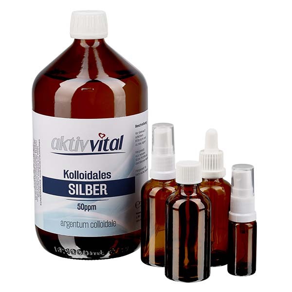 Profiset 1000 ml Kolloidales Silber 50ppm Aktiv-Vital inkl. 3 x 50ml und 1 x 10ml Leerflaschen
