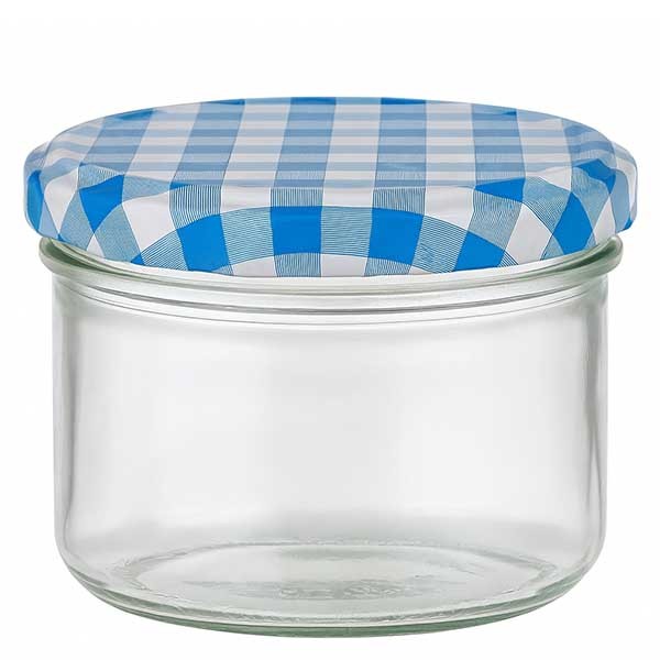 230ml Zylinderglas + BasicSeal Deckel blau/weiss