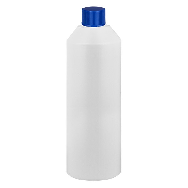 PET Zylinderflasche 250ml weiss, S20x3 mit blauem SV