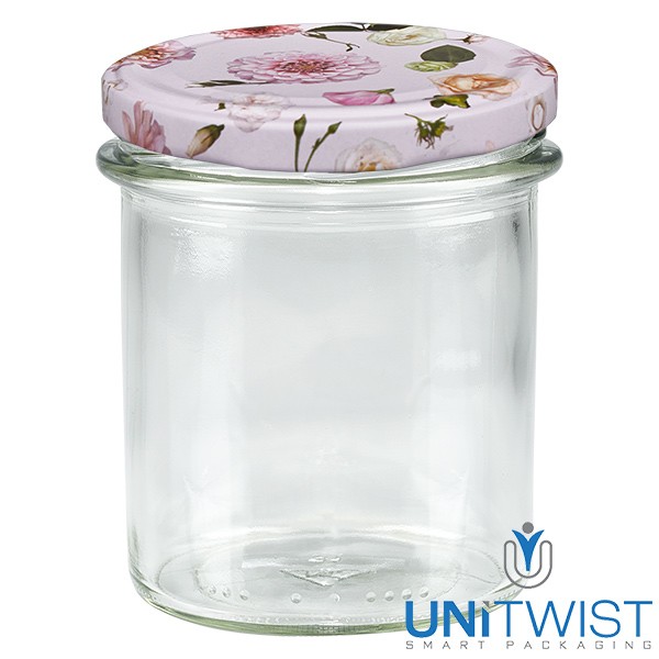350ml Sturzglas + BasicSeal Deckel Blume rosa UNiTWIST®