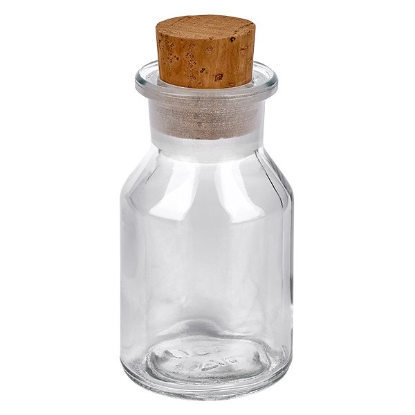 50 ml Steilbrustflasche Weithals Klarglas inkl. Korken