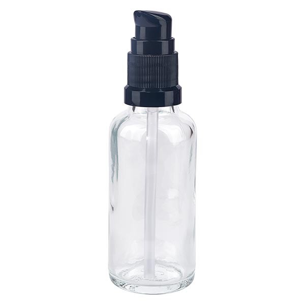 Klarglasflasche 30ml mit Pumpverschluss schwarz