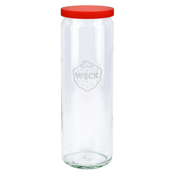 600ml Zylinderglas WECK RR60 mit Silikond. rot