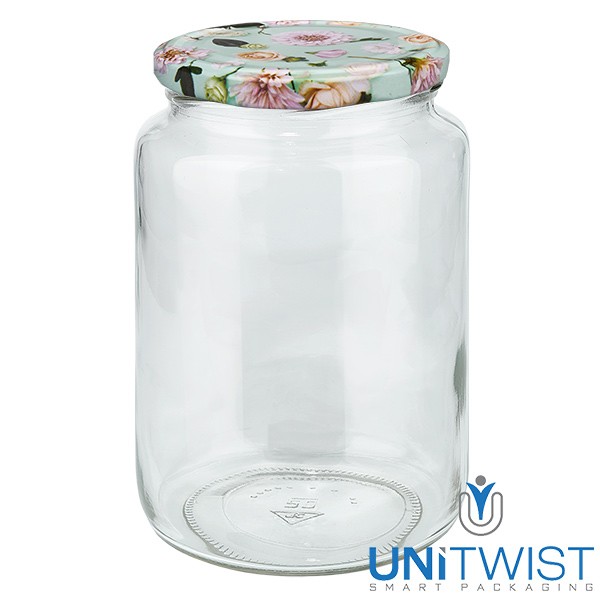 795ml Rundglas + BasicSeal Deckel Blume mint UNiTWIST®
