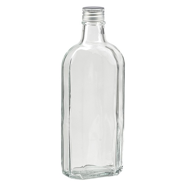 250 ml Meplat klar mit Alu Verschluss silber PP22