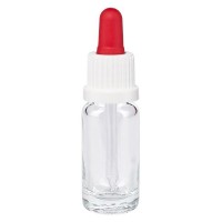 Pipettenflasche klar 10ml, Pipette weiss/rot OV Pipettenflasche klar 10ml, Pipette weiss/rot OV