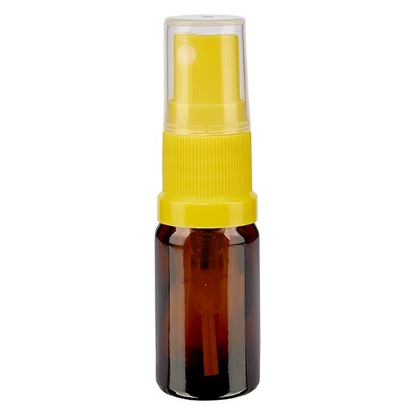 Braunglasflasche 5ml mit Pumpzerstäuber gelb