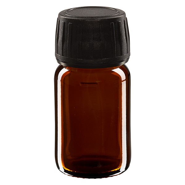 30ml Euro-Medizinflasche braun mit schwarzem Schraubverschluss OV